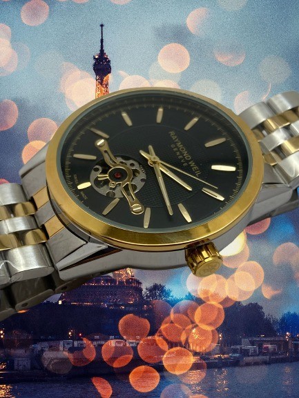 Beautiful Two-Tone Raymond Weil Geneve Black Dial Refurbished Automatic Watch