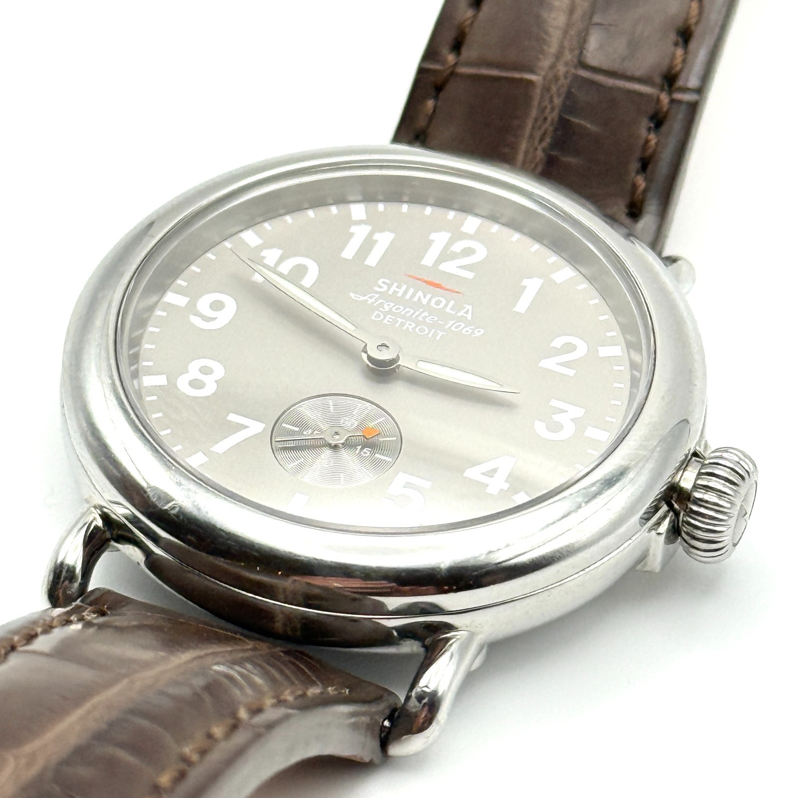 Shinola The Runwell Argonite 1069 Watch with Alligator Band *WORKS*