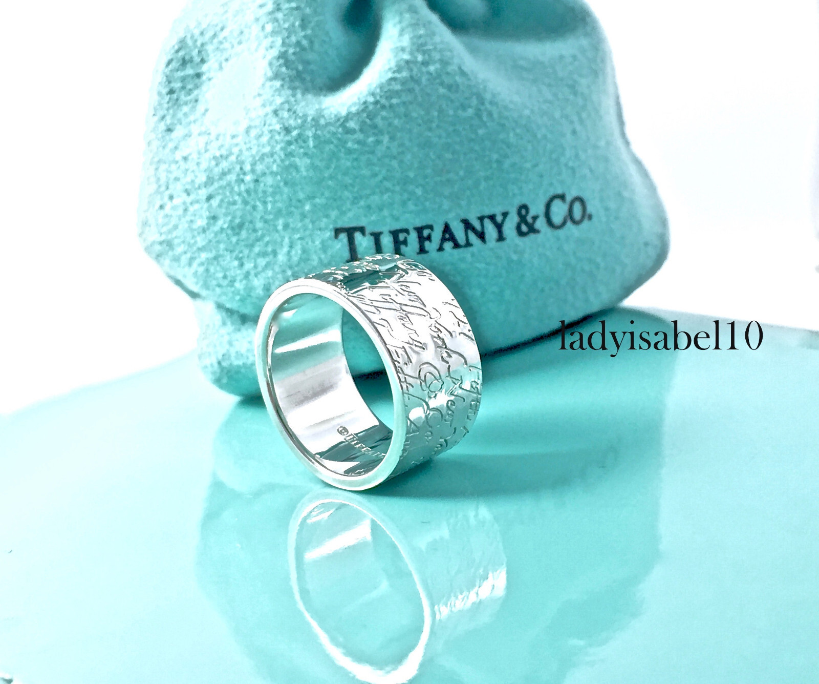 Sz 7 Tiffany & Co Notes Wide Band Ring Sterling Silver 9.7gr w/Pouch – Authentic