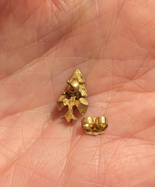 Single Pierced Earring Yellow Gold Plated Multi Gemstone TREE