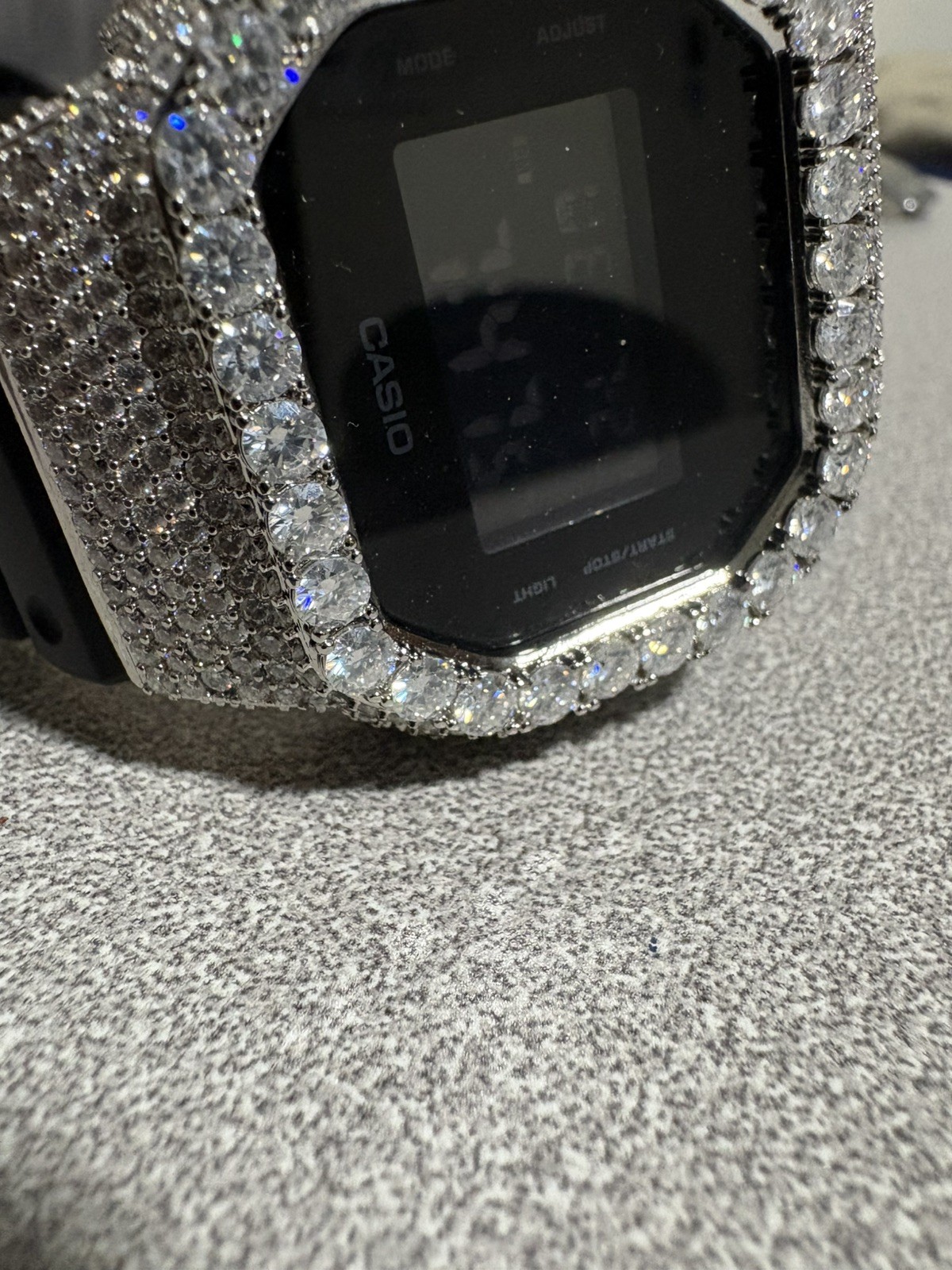 G-Shock DW-5600 Digital Watch Moissanite VVS Iced Out Bezel