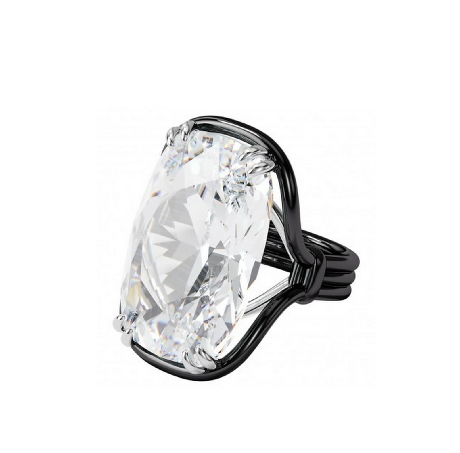 Swarovski $250 Harmonia Oversized Crystal White Mix Metal Cocktail Ring 6.75/55