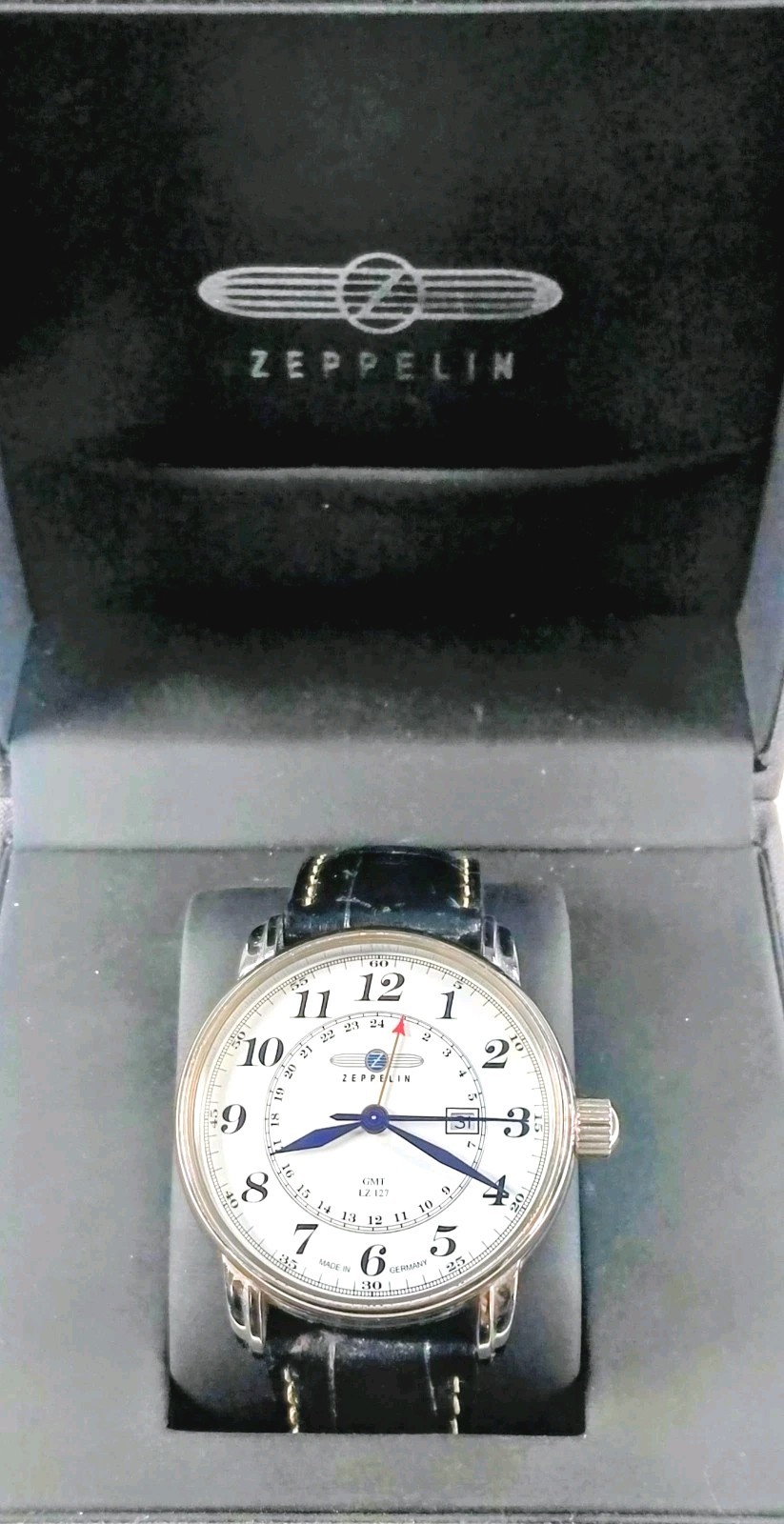 Zeppelin GRAF 42mm GMT White Dial SS Case German Quartz Men’s Watch LZ127