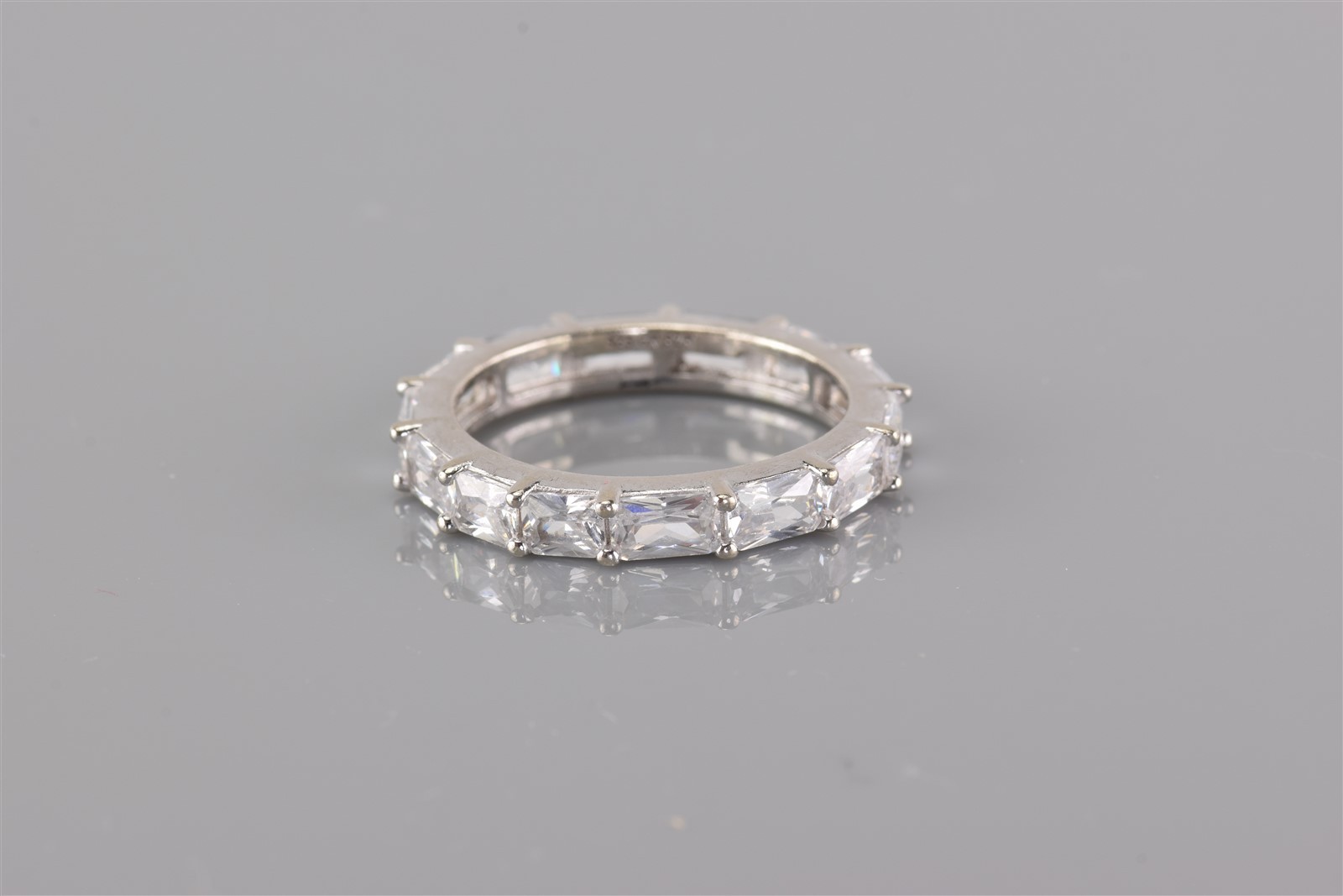Fuzion Creation Sterling Silver Baguette Cubic Zirconia Band Ring FZN 925 Sz: 8