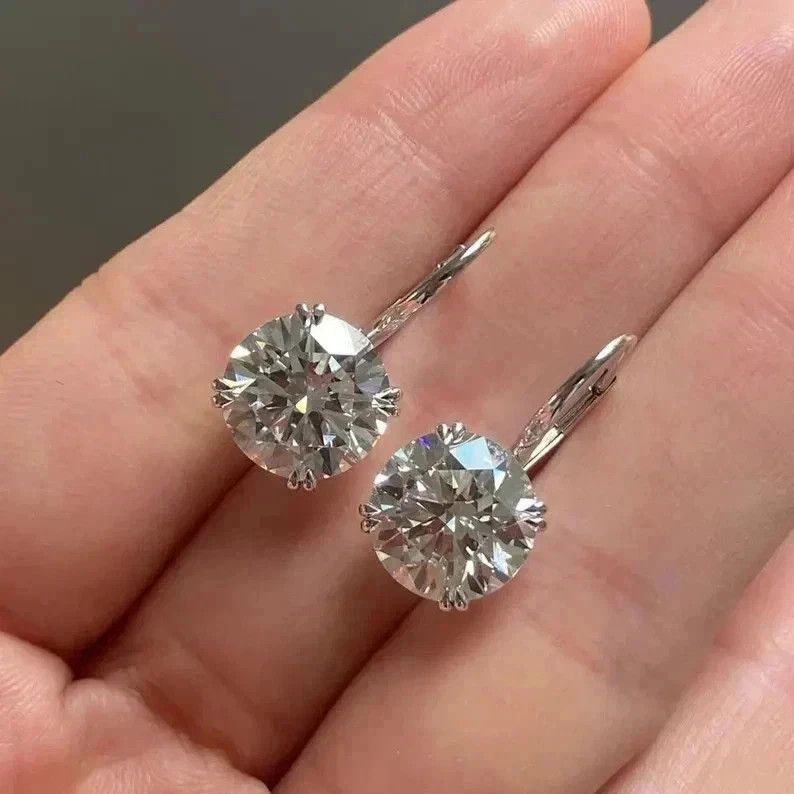 4CT IGI Round F-VS1 Lab Grown Diamond Women Wedding Stud Earrings 14K White Gold