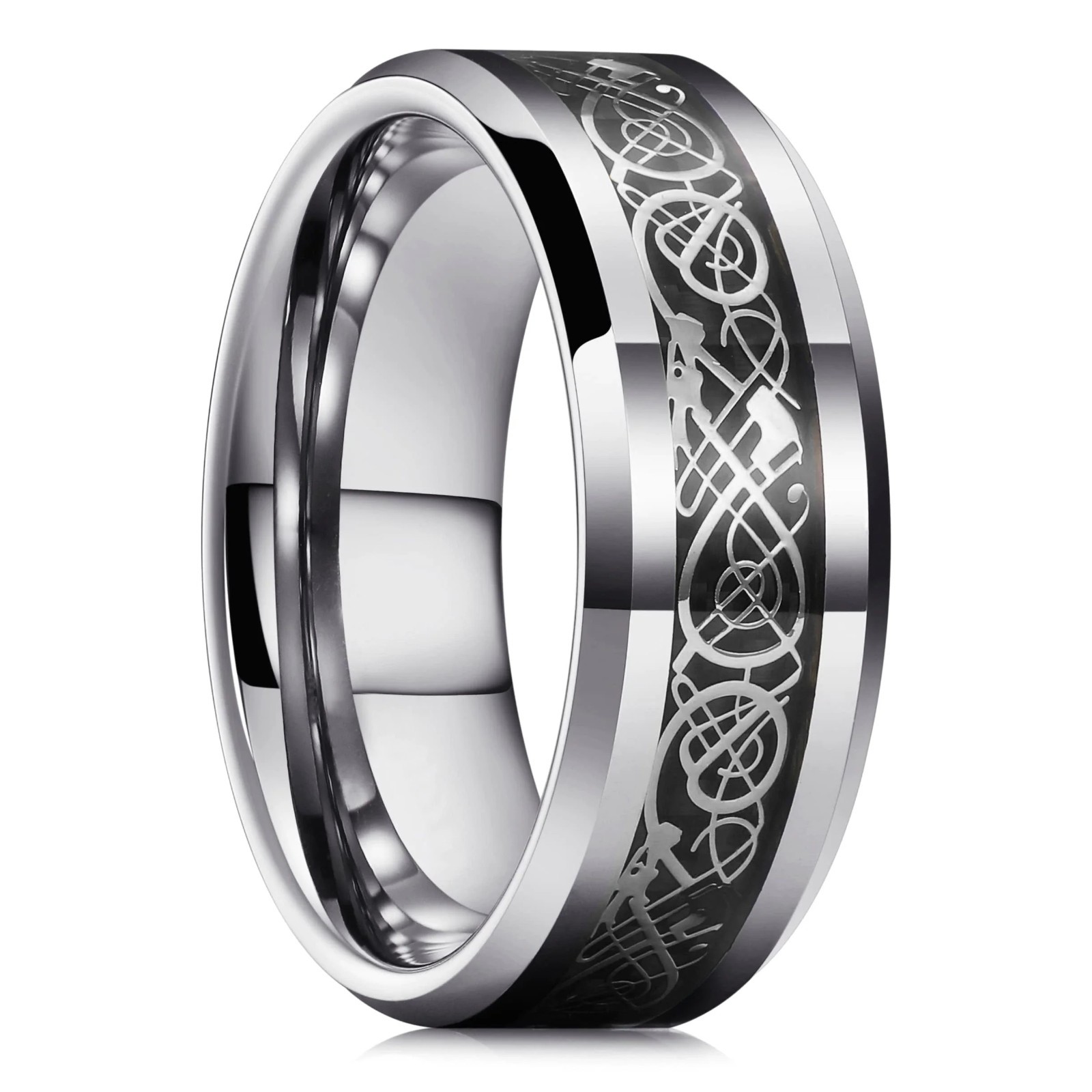 Men Women Gold Plated Blue Black Red Stainless Steel Celtic Dragon Band Ring 8mm