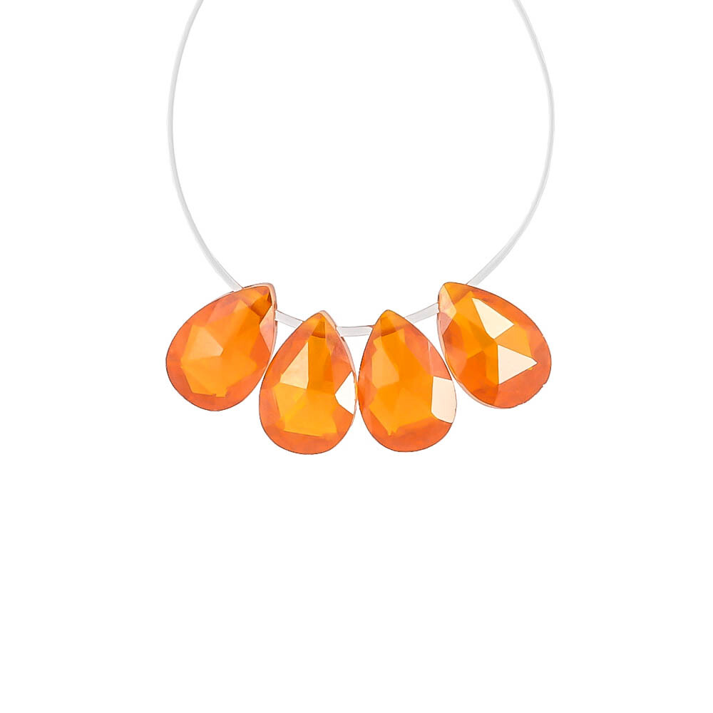 10 Cubic Zirconia Flat Pear Briolette Beads 5x7mm Orange / Fire Opal #64034