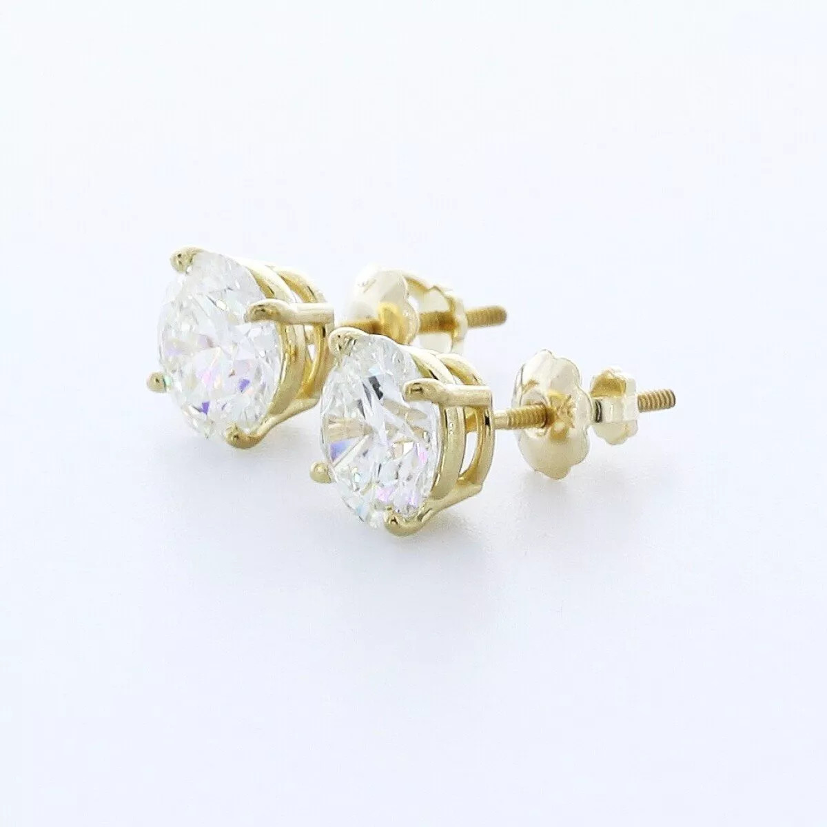 Stud Earrings Classic Solid 14K White Gold 2.40 CT Round Natural Diamond H SI2