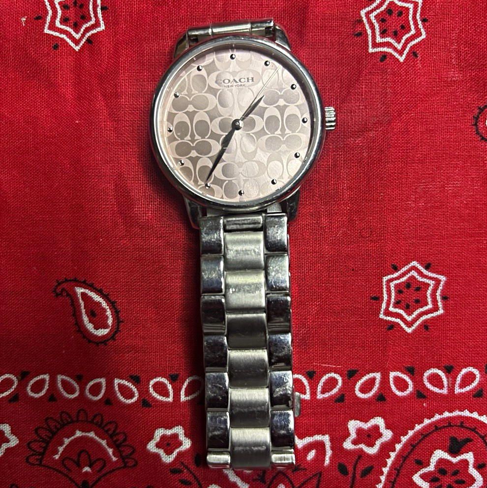 Coach Women’s Quartz Analog Wristwatch Silver Logo Dial Stainless Bracelet