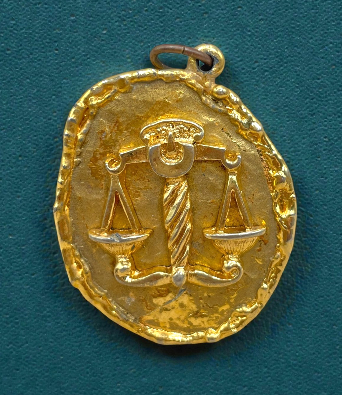 VTG Signed ART Gold tone Libra Zodiac Sign pendant