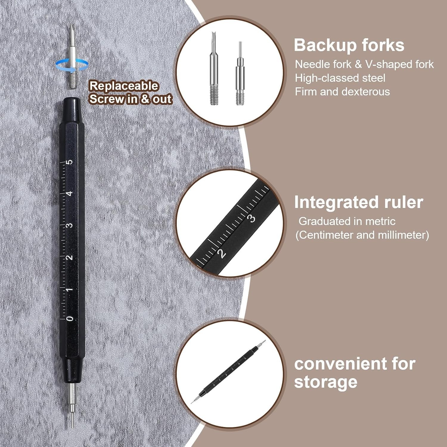 Compact Watch Spring Bar Tool Set with High-Density Cleaning Cloth Included