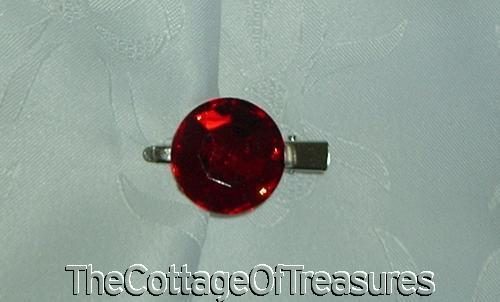 Fancy Faceted Large Gem Stone Ruby Red Alligator Hair Clip