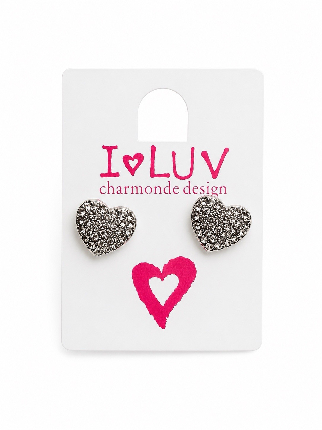 Lot 2 Pairs Heart & Elephant Rhinestone Stud Earrings Gift Box Included