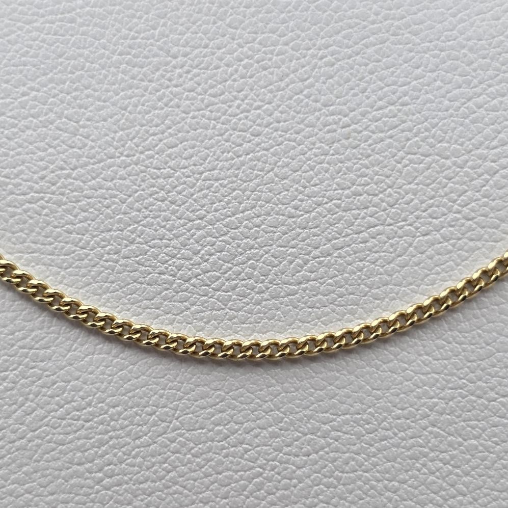 18″ 14K Yellow Gold 1.3mm Curb Link Chain Necklace w Spring Ring Clasp 1963PR