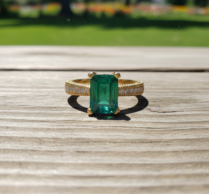 2.80 Ct Unique 2026 Emerald Natural Emerald Diamond Wedding Ring 14K Yellow Gold