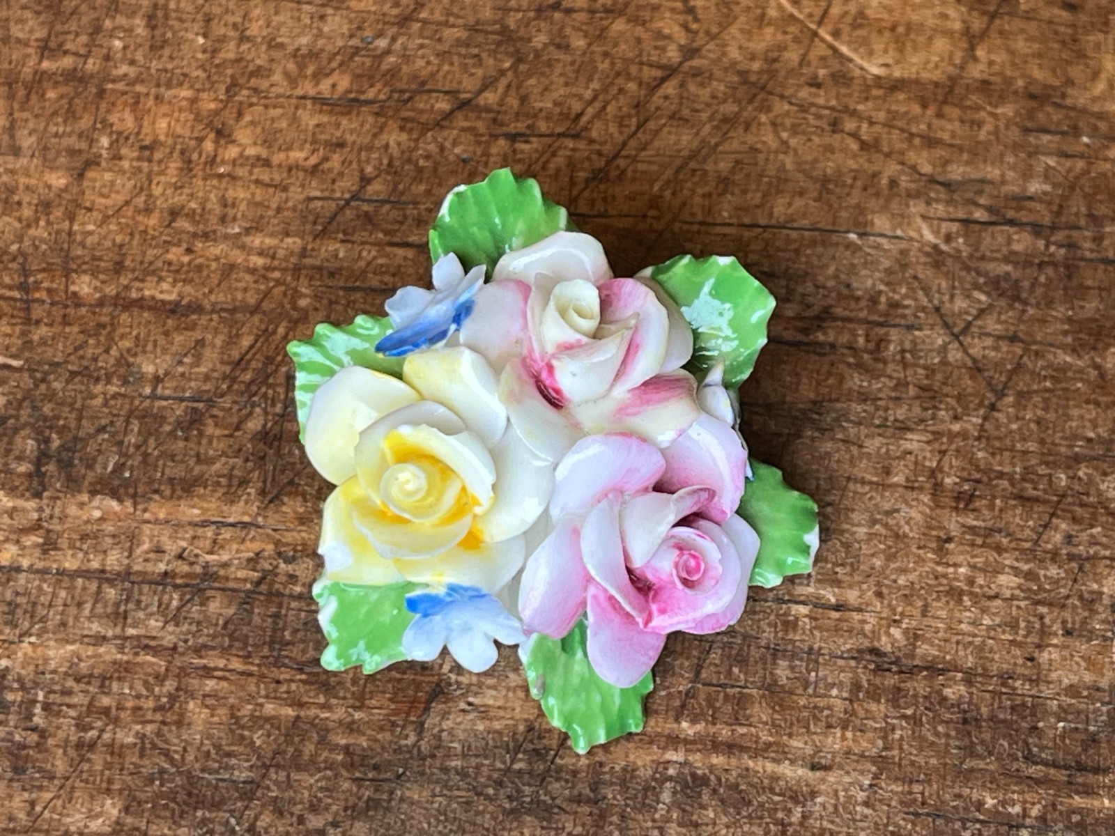 Vintage Flower Brooch Lot #2, 10 Pieces, Enamel, Metal, Rhinestone, Ceramic