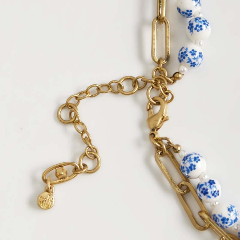 16″ Cabi Ceramic Beads Layered Necklace Gift Retro Women Party Vacation Jewelry