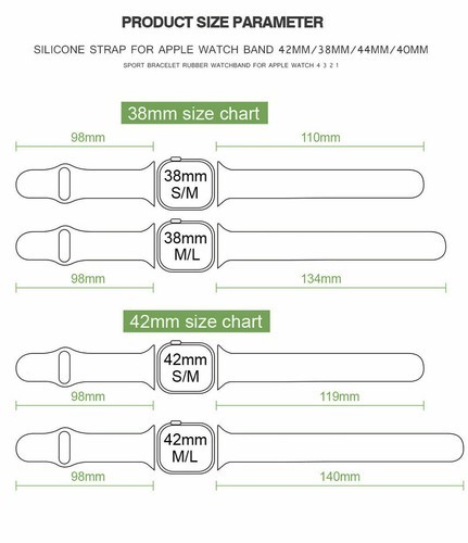 Silicone Band Strap for Apple Watch Series 1/2/3/4/5/6/SE Sports 38/40/42/44mm