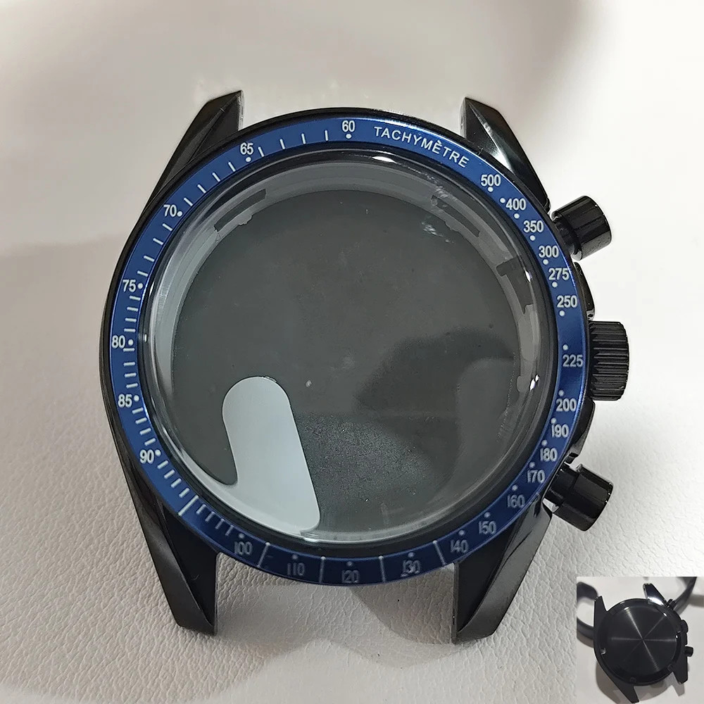 For VK63 Moon Watch 39.7MM Case Moon Pattern Back Chronograph Stainless Steel