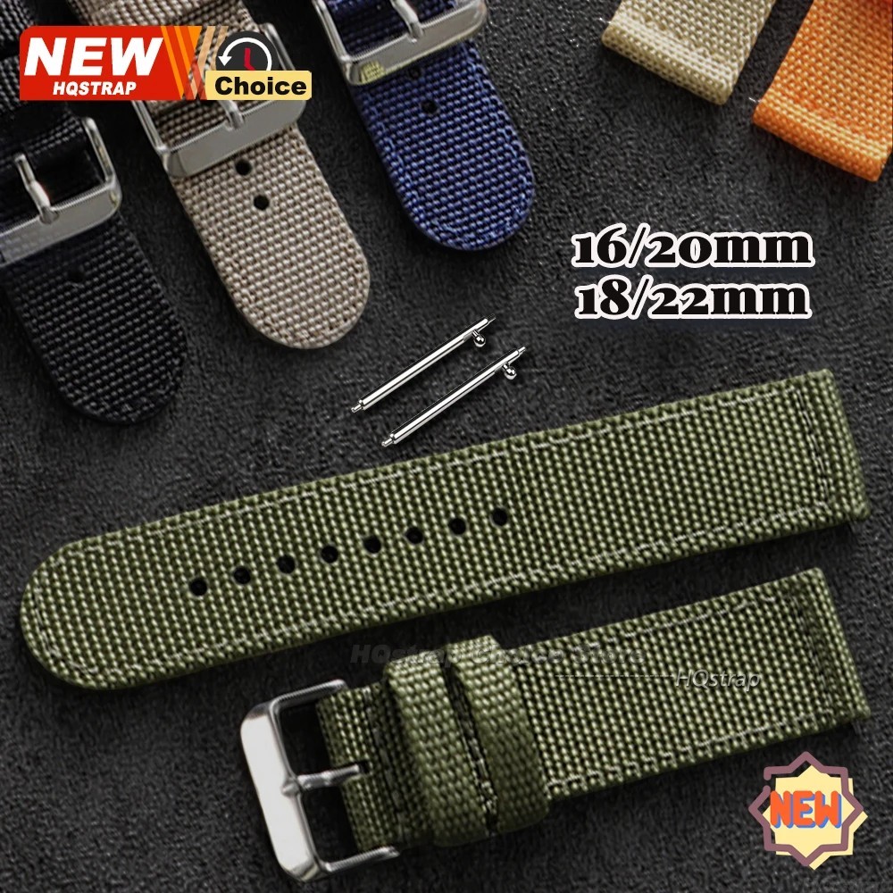 High Quality Nylon Watch Band Canvas Watch Strap Single Pass 18mm 20mm 22mm