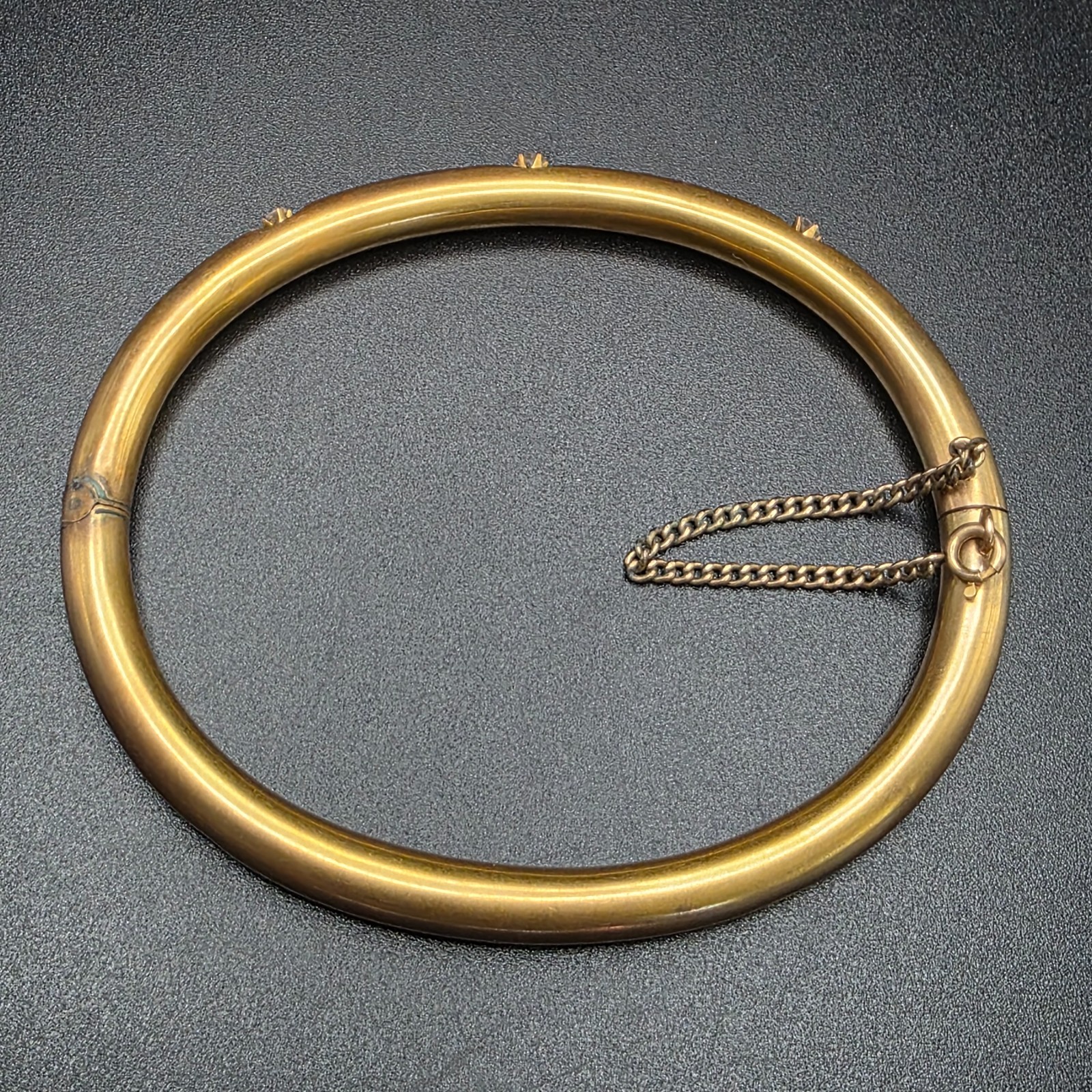 Antique Victorian 14K Gold Belcher Set Hinged Bangle Bracelet. Estate Find 7.69g