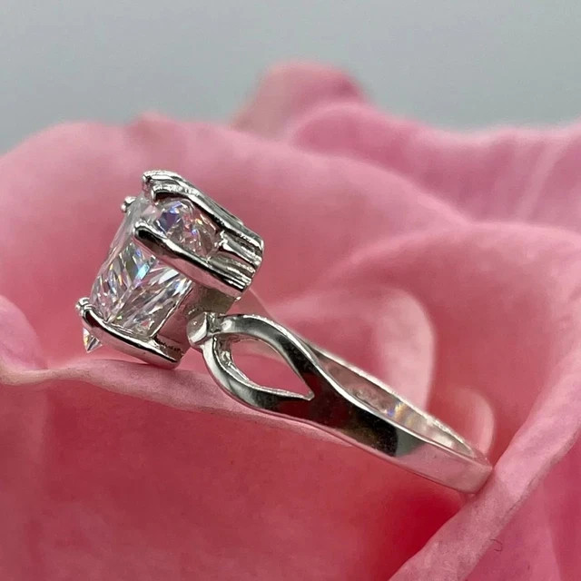 2CT Trilion Cut Lab Created Diamond Solitaire Wedding Ring 14K White Gold Over