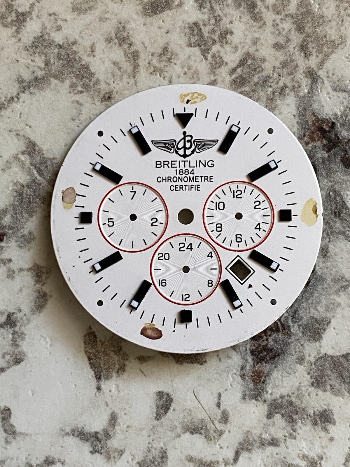 Custom Breitling Chronograph 1884 Dial Only White Black Red No Chronograph Ring