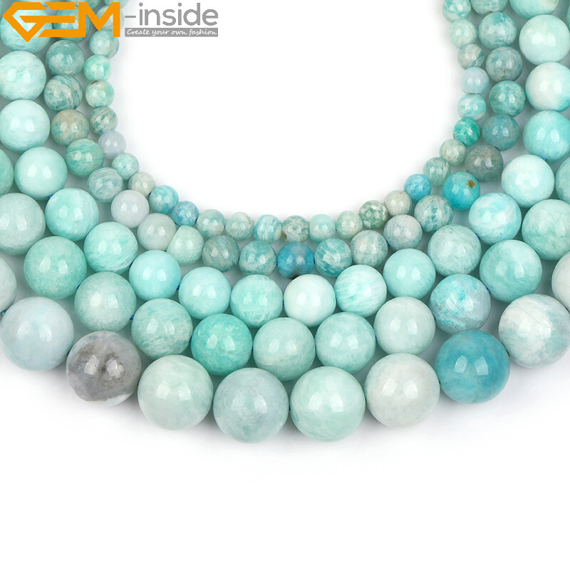 Round Natural African Blue Amazonite Gemstone Charm Beads For Jewelry Making 15″
