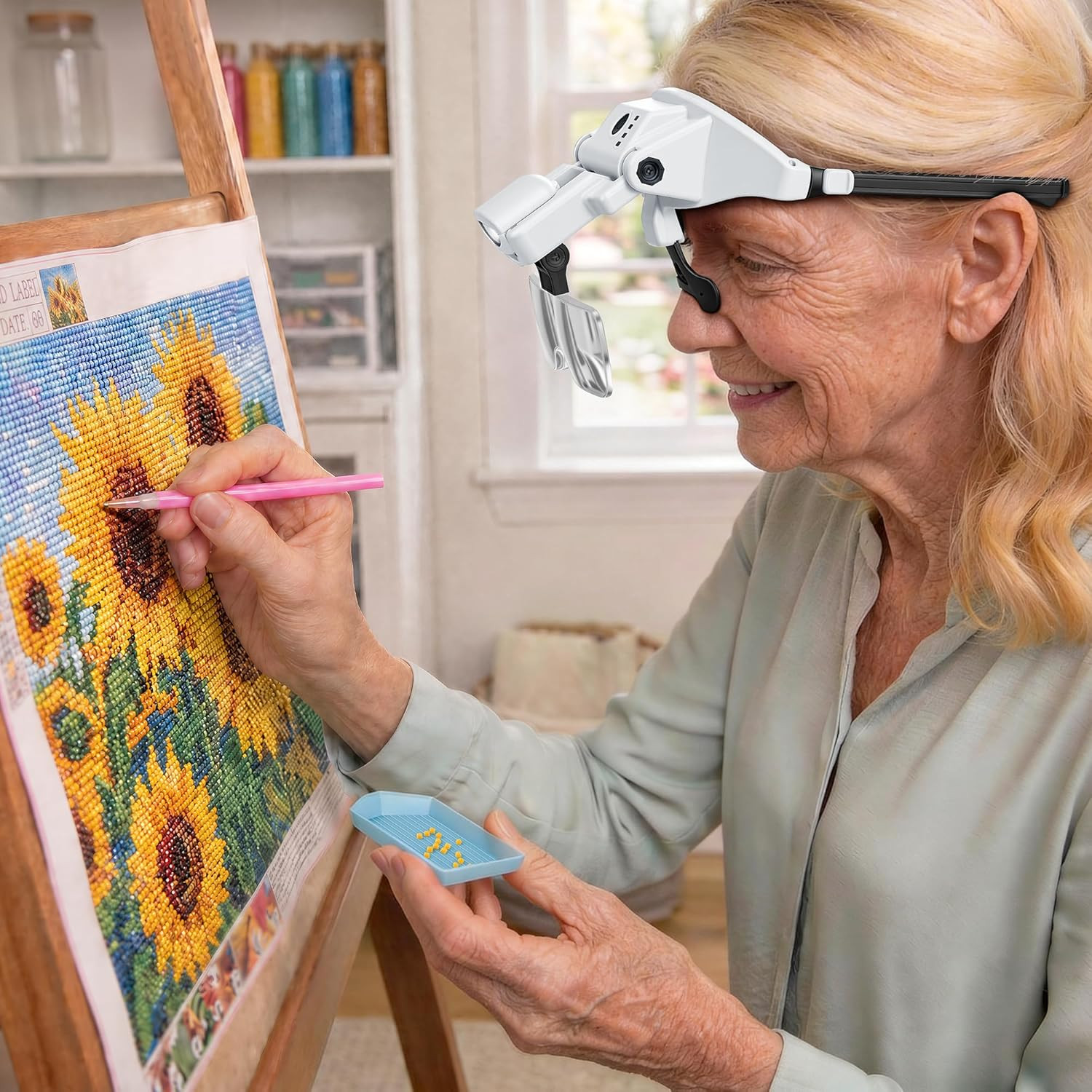 Magnifying Glasses with Light, 6 Interchangeable Lens (1.0X-4.0X) & 3 Lighting M