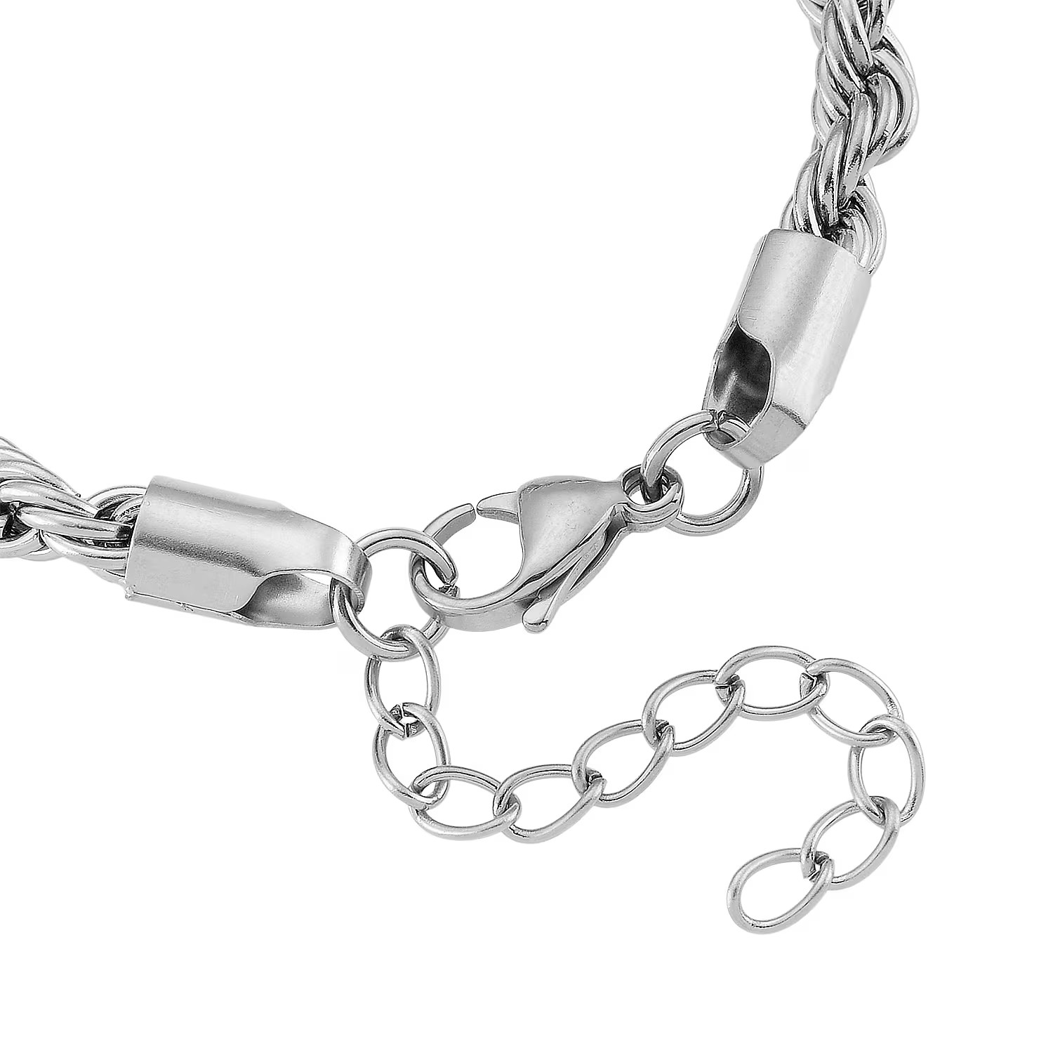Rope Chain Bracelet in Stainless Steel (7-9In)