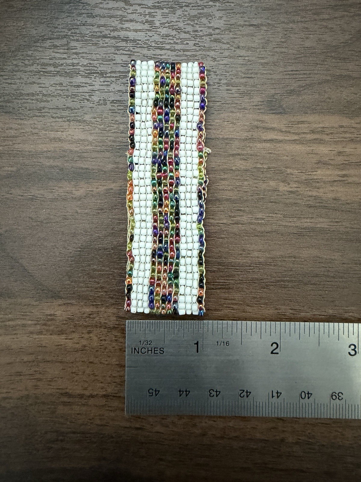 Handmade Beaded Cuff Bracelet Geometric Loom Woven Glass Seed Bead Slips On 1″ W