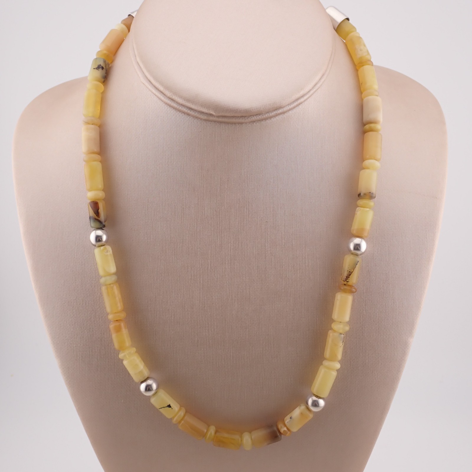 VTG DTR Jay King Sterling Silver End Clasp Beaded 21″ Adj Tan Agate Necklace