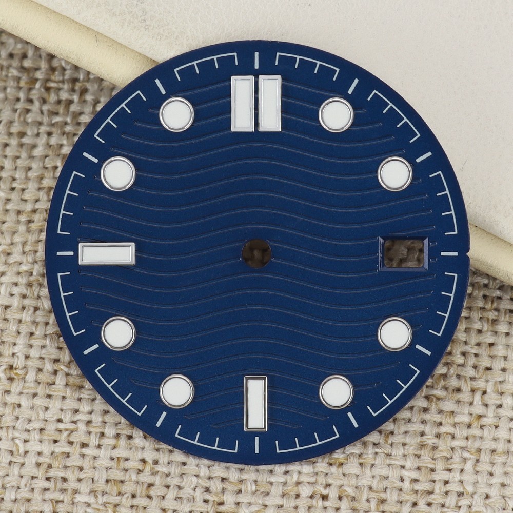 Vintage 30.50mm Wave Pattern Watch Dials Green Luminous for Seiko NH35 Movement