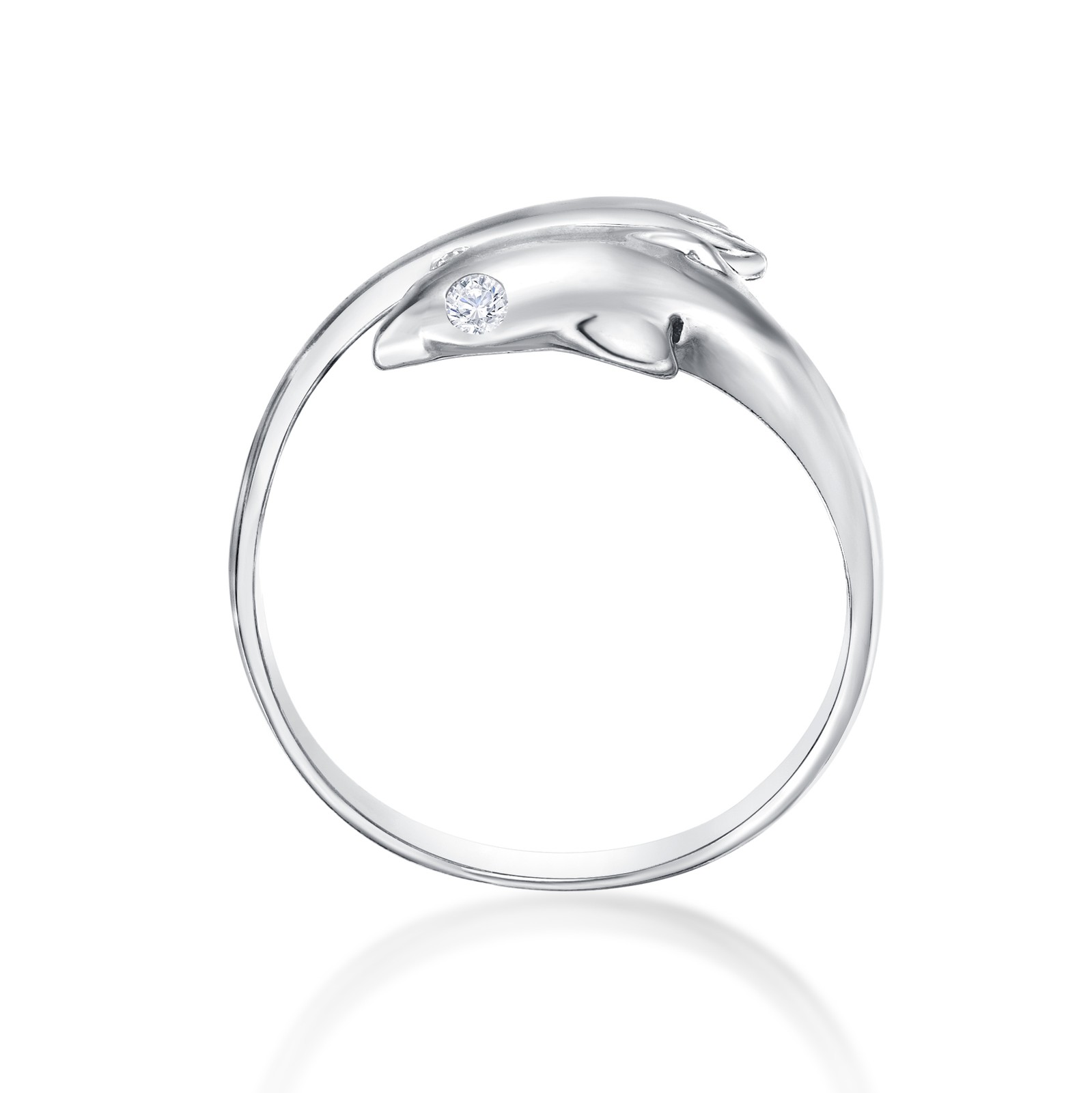 Adjustable Dolphin Toe Ring with Cubic Zirconia in 10K White Gold – 2mm Wide
