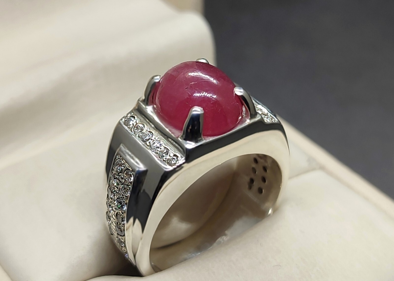 Natural Green Peridot/ Red Ruby/ Star Sapphire 925 Silver Handmade Elegant Ring