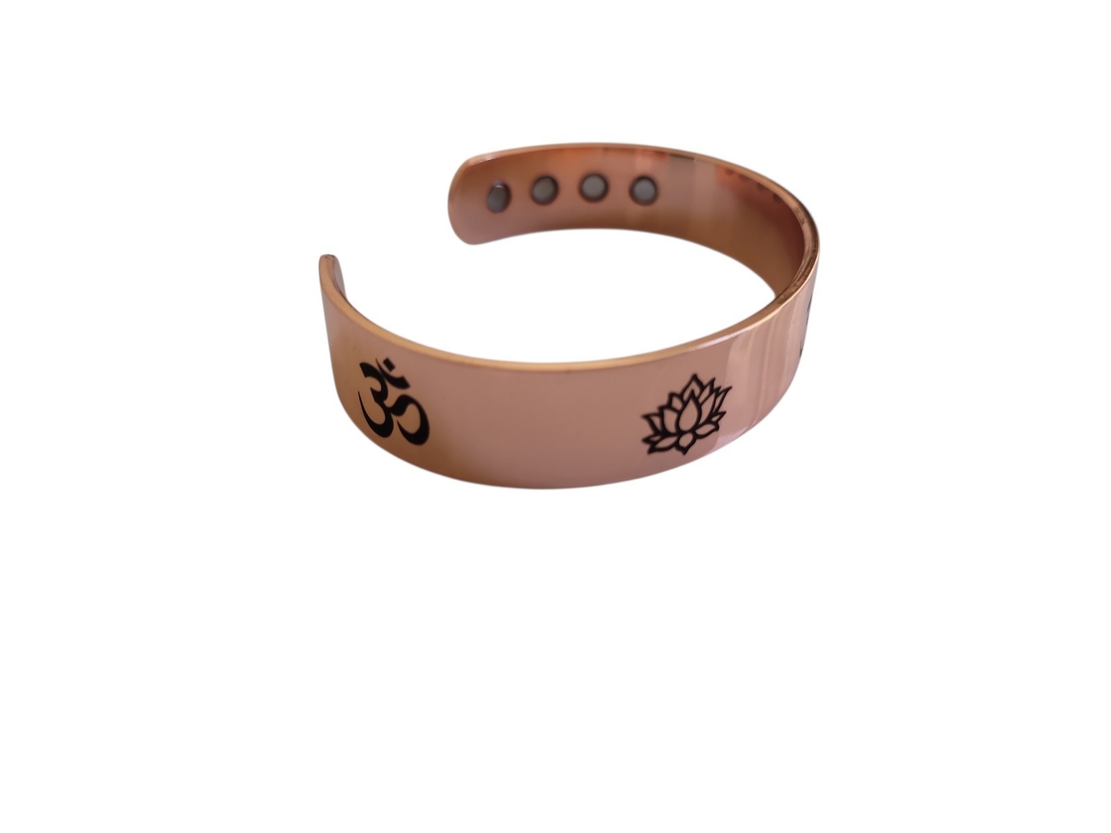 OM Lotus Solid Copper Magnetic Bracelet Arthritis Pain Therapy Healing Cuff