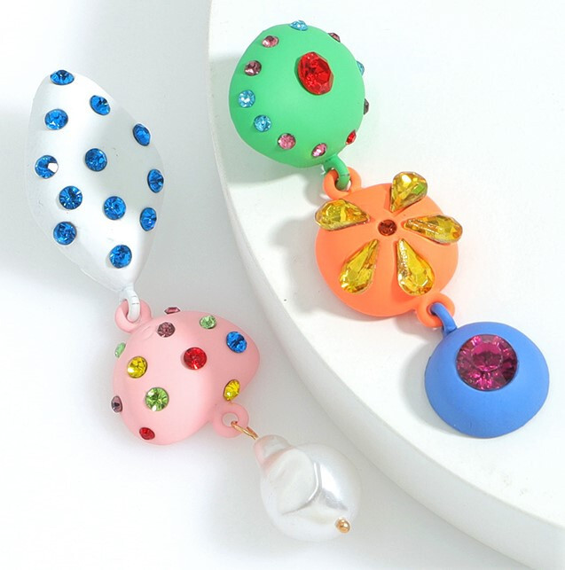 Funky RAINBOW Color FRUIT Flower Pearl TASSEL Betsey Johnson Dangle Earrings H5