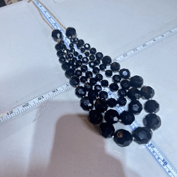 Lydell NYC Multi Strands Faceted Beaded Necklace Black Layered Chunky Y2K