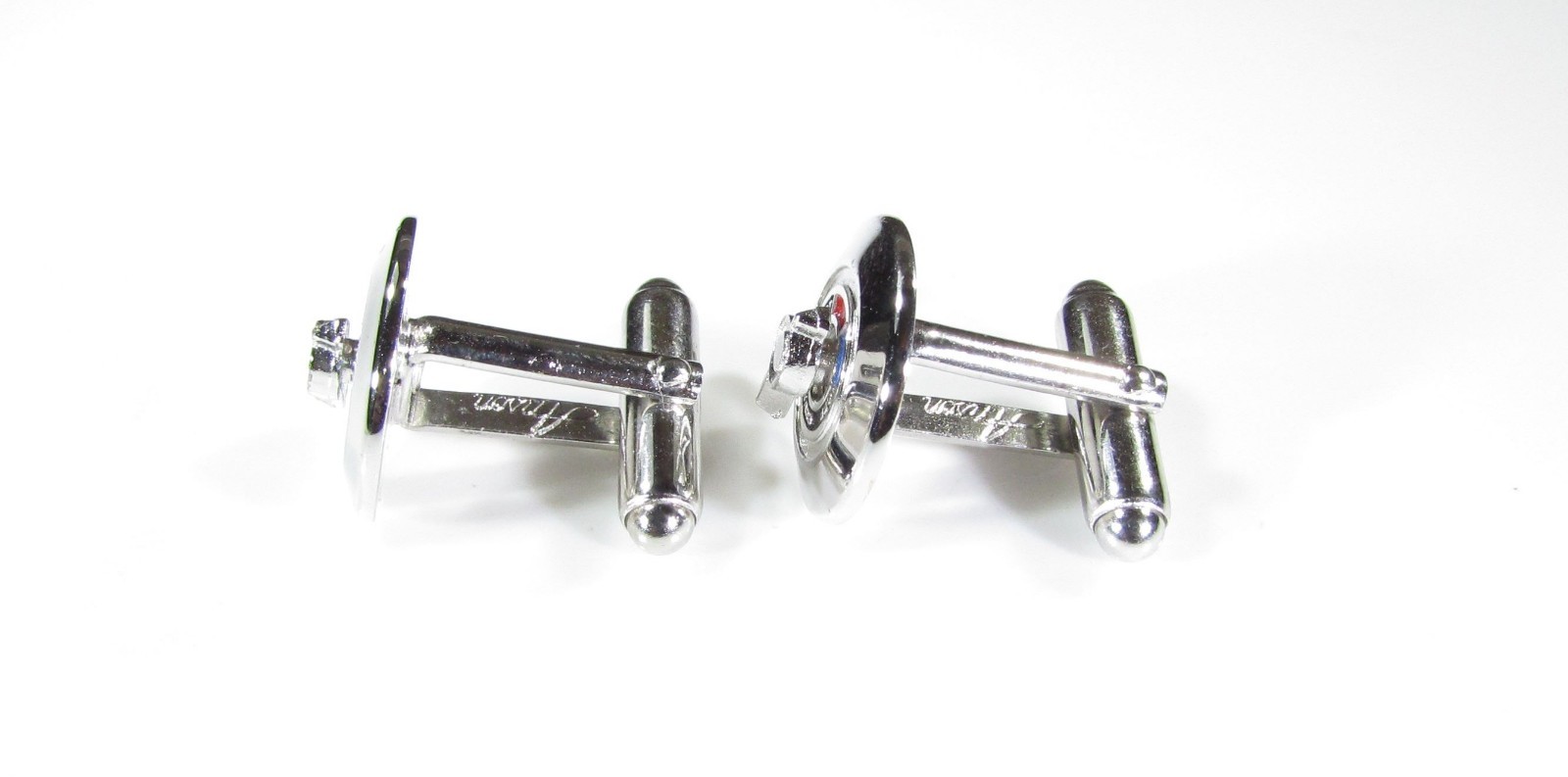 Vtg Anson Mixing Valve Cufflinks MCM Chrome Red Blue Leonard Novelty Shower Knob