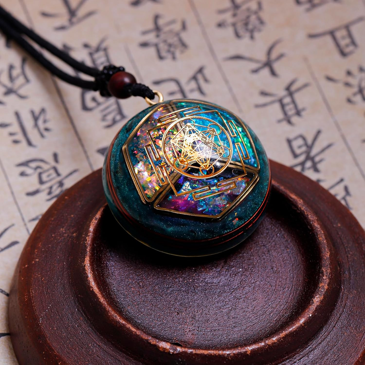 Sacred Geometry Orgone Pendant Necklace with Metatron’S Cube & Mandala Design –