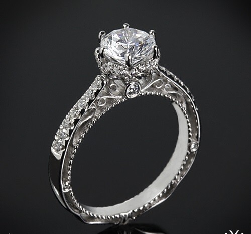 1.38Ct White Round Cut Simulated Diamond Art Deco Engagement Ring In 925 Silver