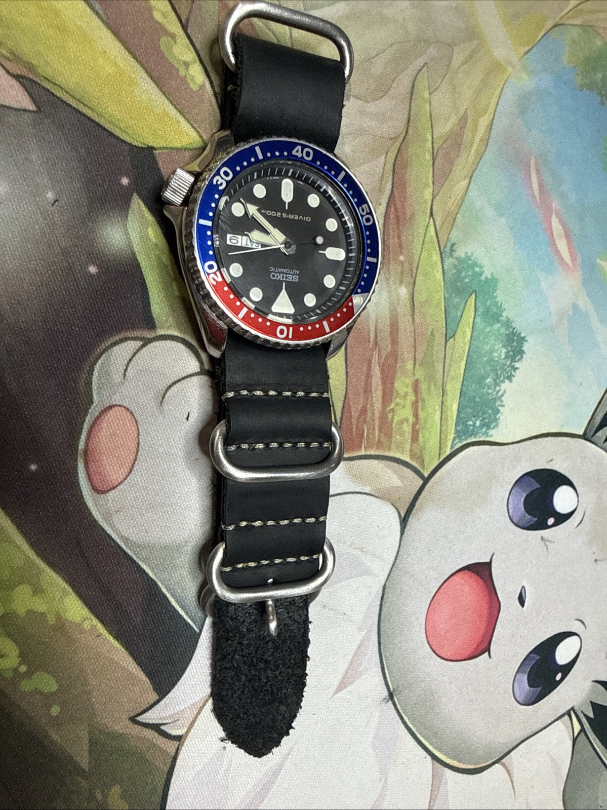 Seiko skx-007 Automatic Diver’s 200m Black Dial Day/Date Steel Watch Pepsi ￼MOD