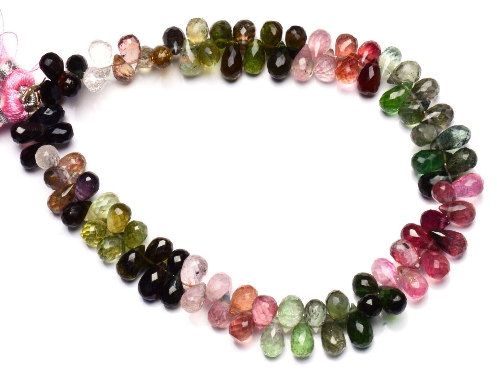 Natural Gem Multi Color Tourmaline 7x5MM Approx Faceted Teardrop Shape Beads 8″