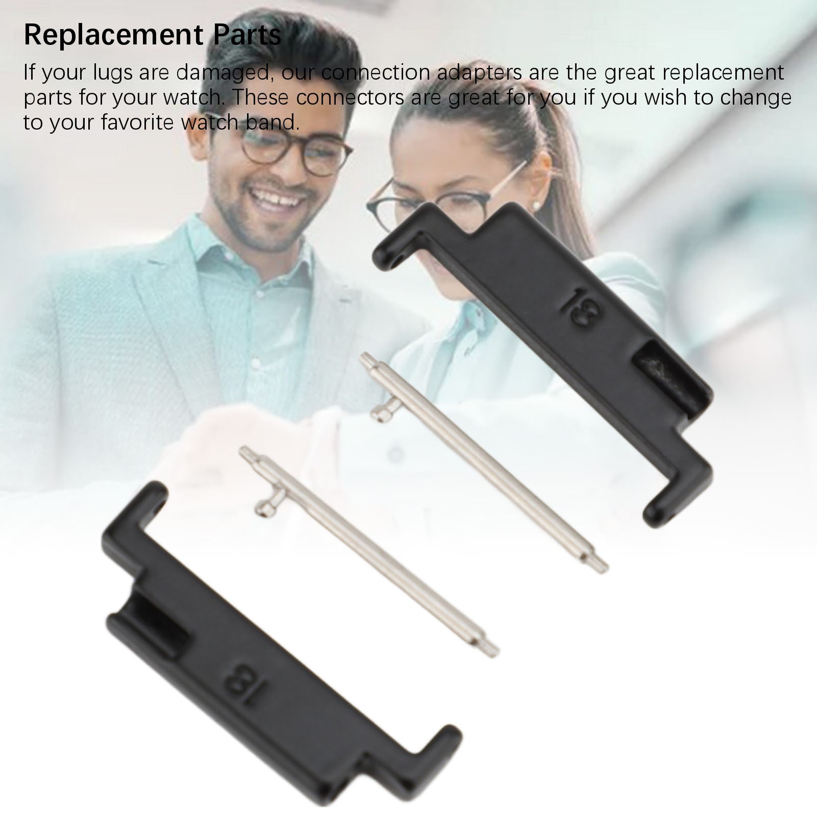 1 Pair Metal Watch Band Adapter Watch Strap Connection Adapter Stainless Steel