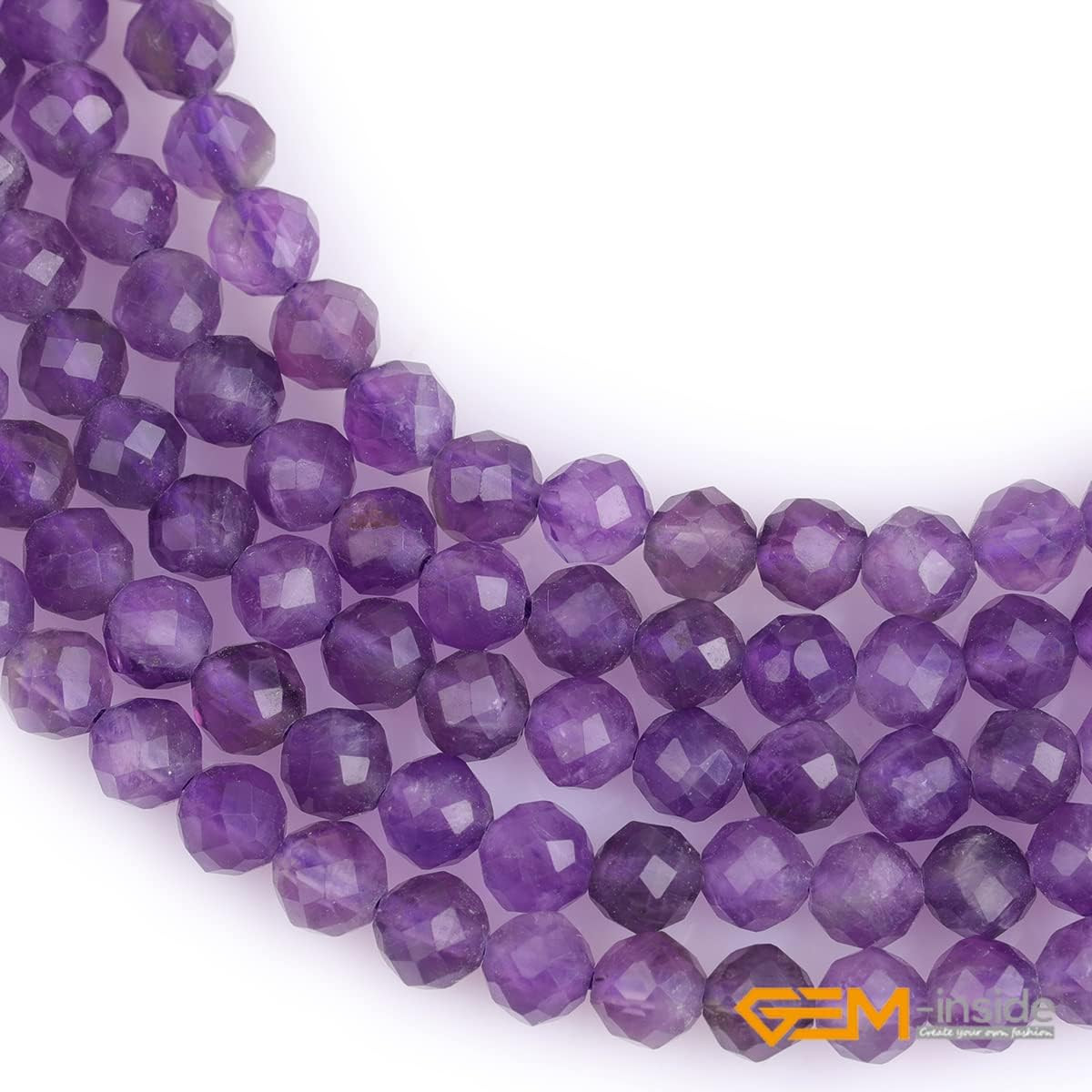 Gem-Inside Amethyst Gemstone Loose Beads Natural 4Mm round Faceted Crystal Energ