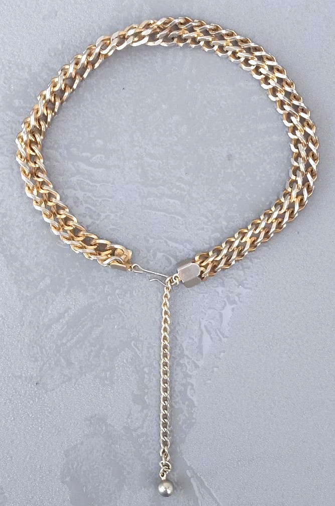 Vintage Gold Tone Curb Chain Necklace 15 3/8 in Layered Chain Choker