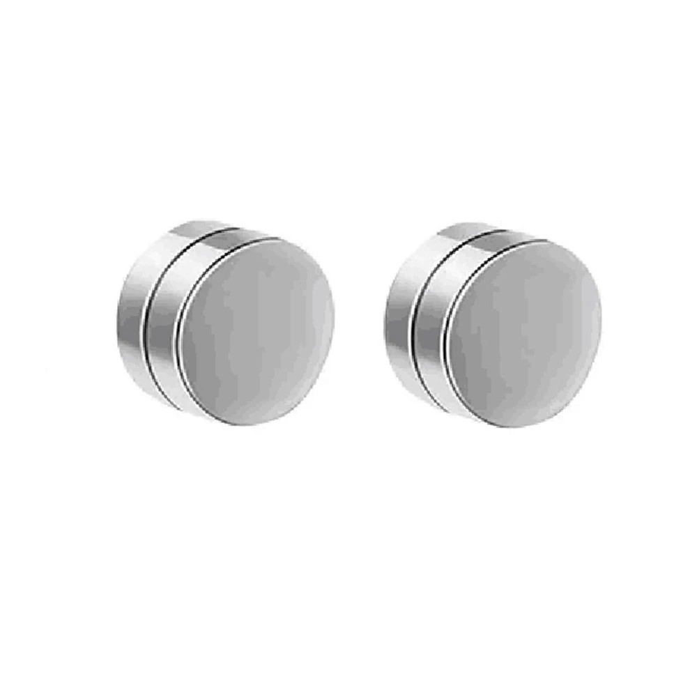 10 Pairs Magnetic Earrings Round Zircon Leaf Design Steel No Piercing Men