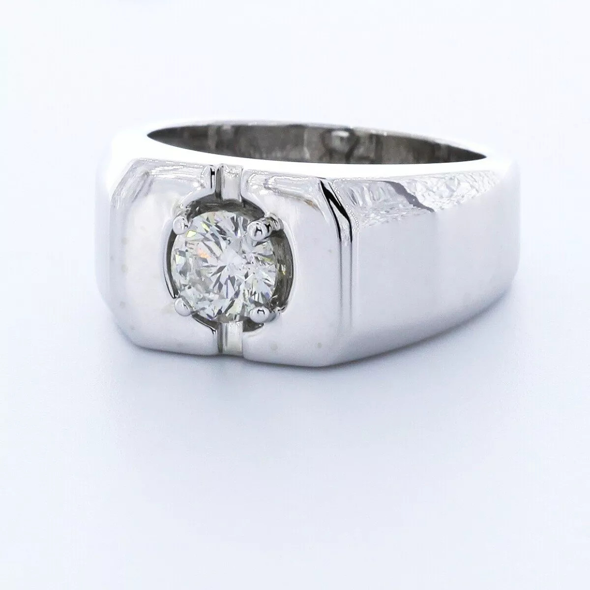 Solid 14K White Gold Solitaire Mens Ring 1.72 CT Round Lab-Grown Diamond G SI2