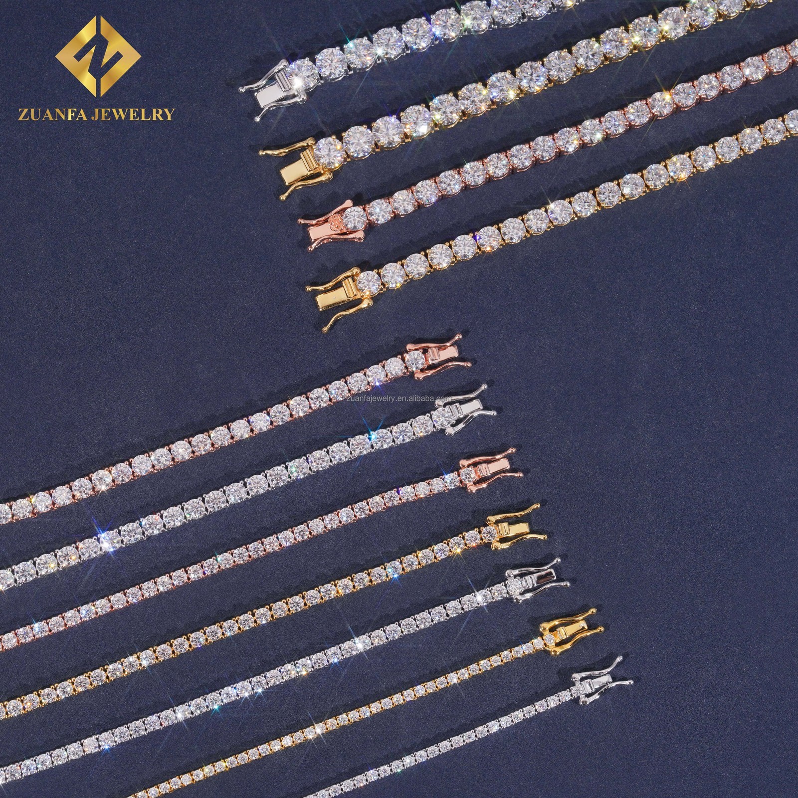 2-6.5mm 6-24″ VVS1 D Moissanite Tennis Chain Necklace S925 Pass Diamnd Tester!
