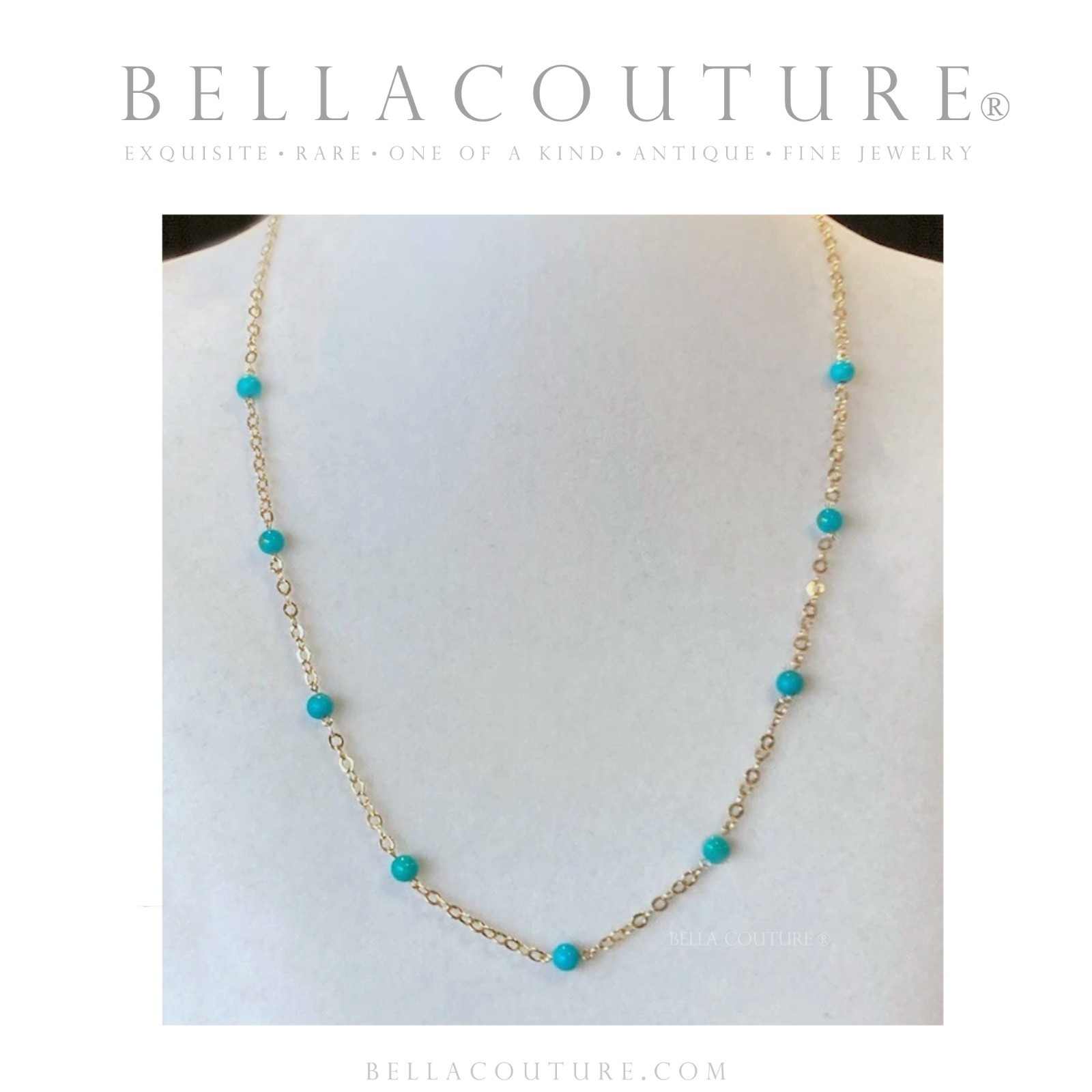 $549 NEW BC® 18K YELLOW GOLD TURQUOISE DIAMOND ROSE CUT VTG CHAIN 750 BRACELET